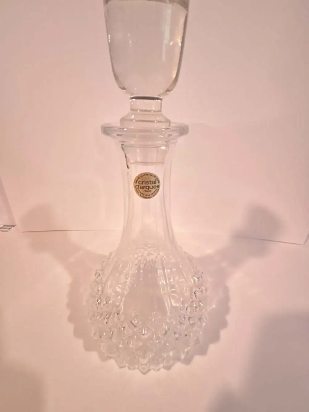 Cristal D'Arques Longchamp Pattern Lead Crystal Decanter with Stopper
